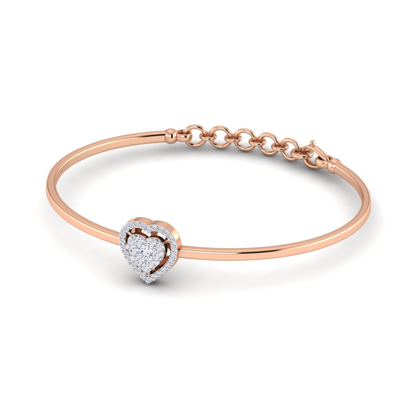 Heart-Shaped Diamond Bracelet with Elegant Pressure Setting - Image 6