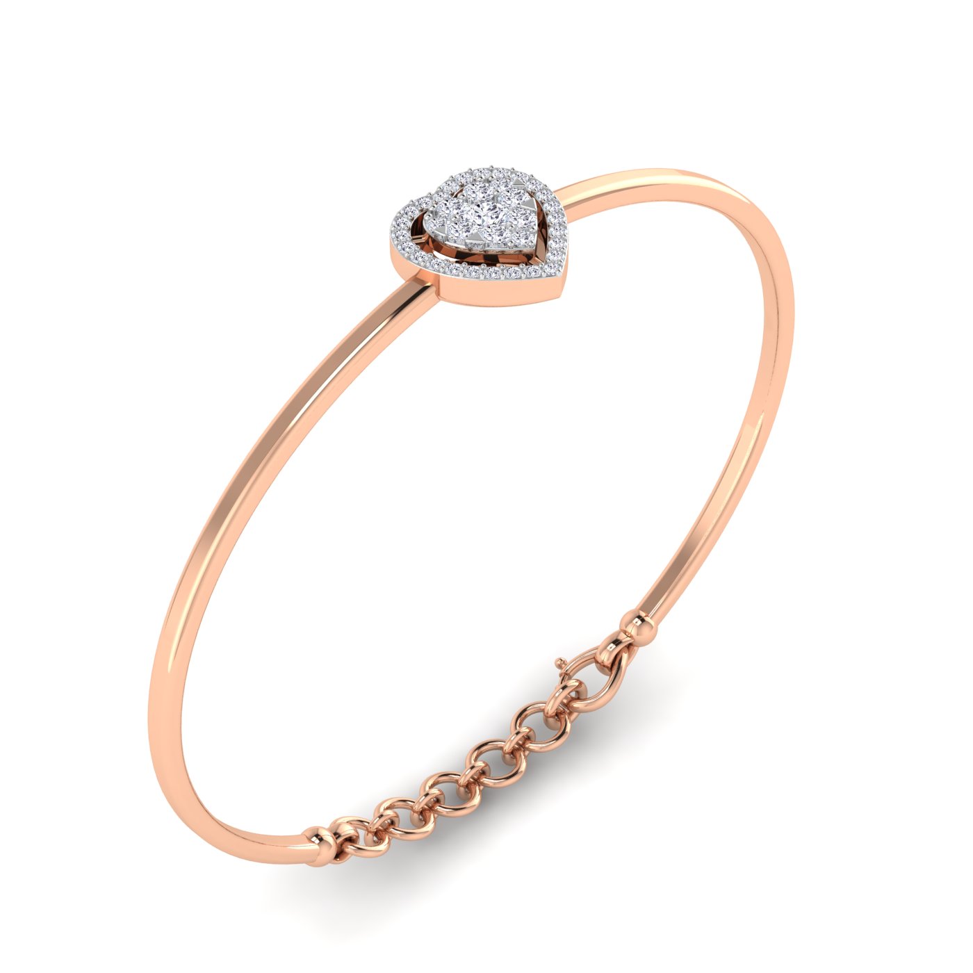 Heart-Shaped Diamond Bracelet with Elegant Pressure Setting - Image 5