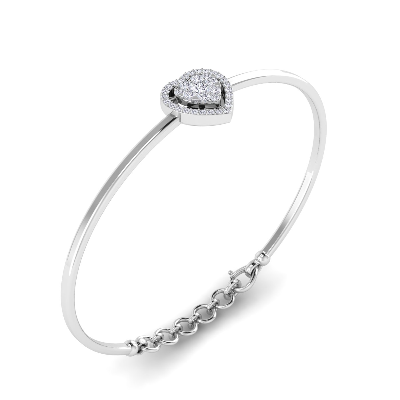 Heart-Shaped Diamond Bracelet with Elegant Pressure Setting - Image 4