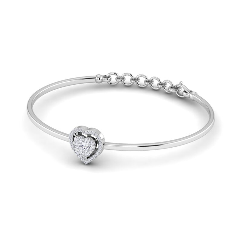 Heart-Shaped Diamond Bracelet with Elegant Pressure Setting