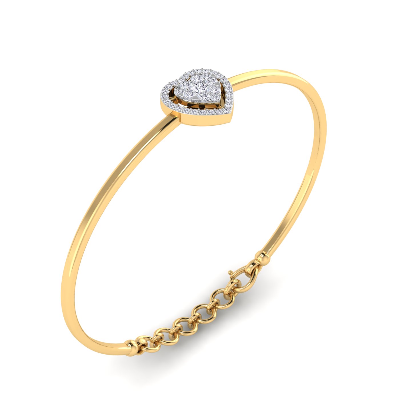 Heart-Shaped Diamond Bracelet with Elegant Pressure Setting - Image 3