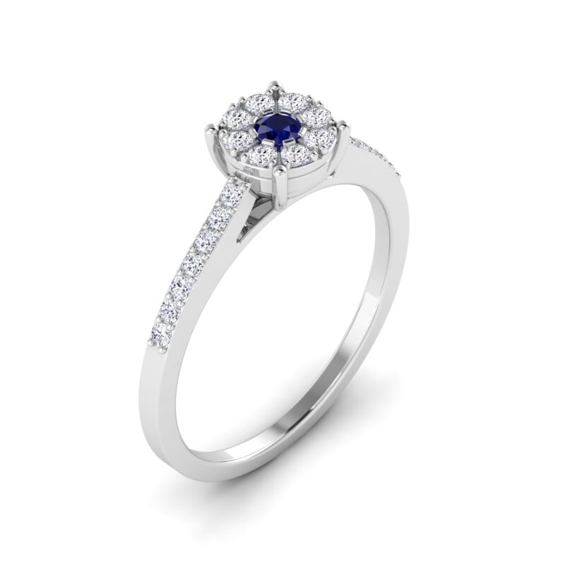 Royal Elegance: Prong Set Blue Sapphire and Diamond Ring