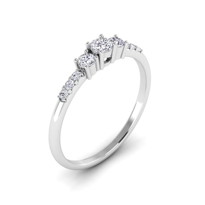 Radiant Trio: Three Stone Halfway Pave Diamond Ring