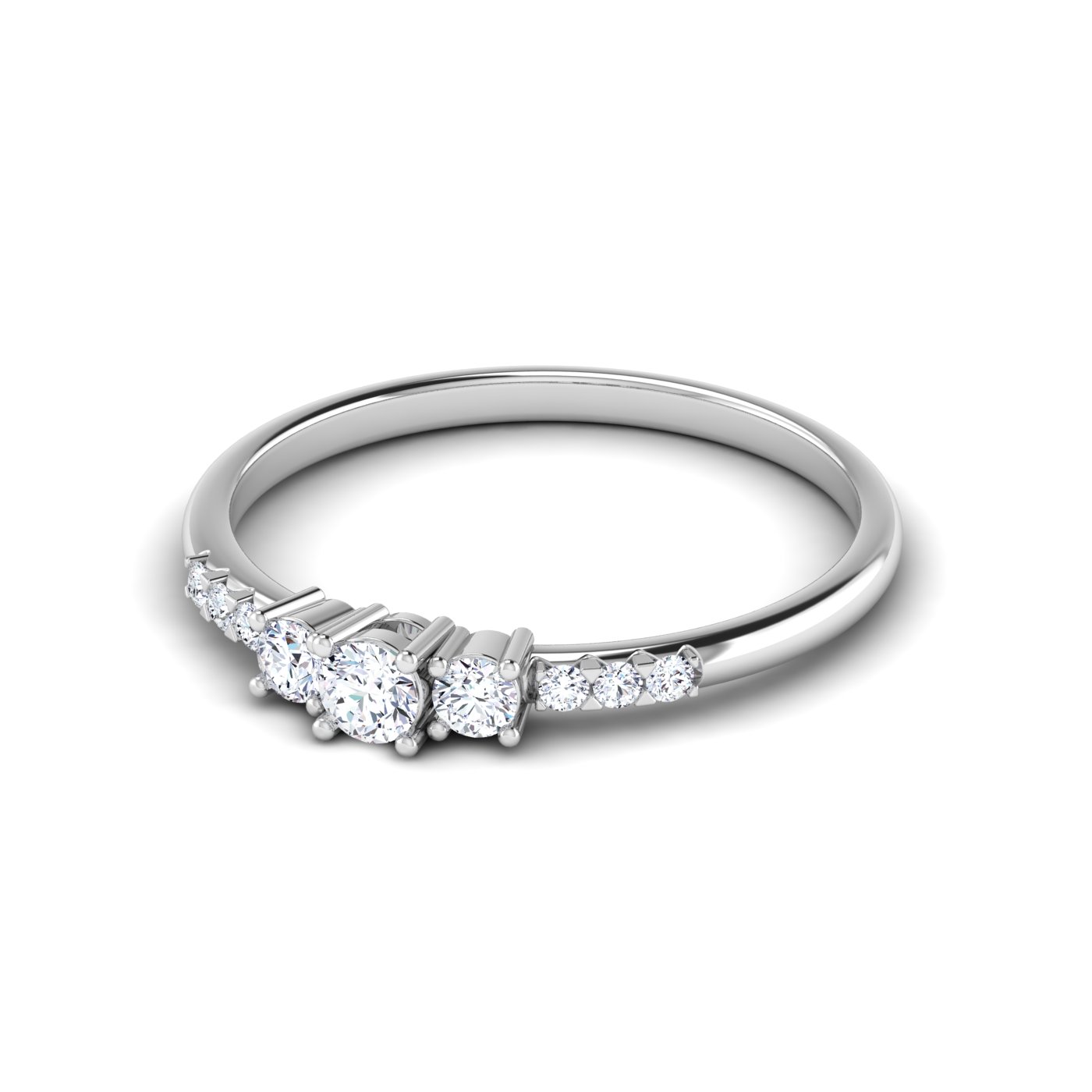 Radiant Trio: Three Stone Halfway Pave Diamond Ring - Image 4