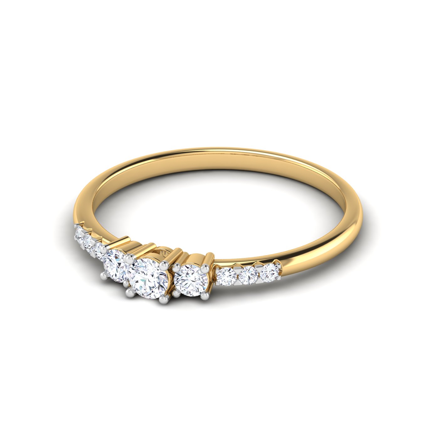 Radiant Trio: Three Stone Halfway Pave Diamond Ring - Image 6