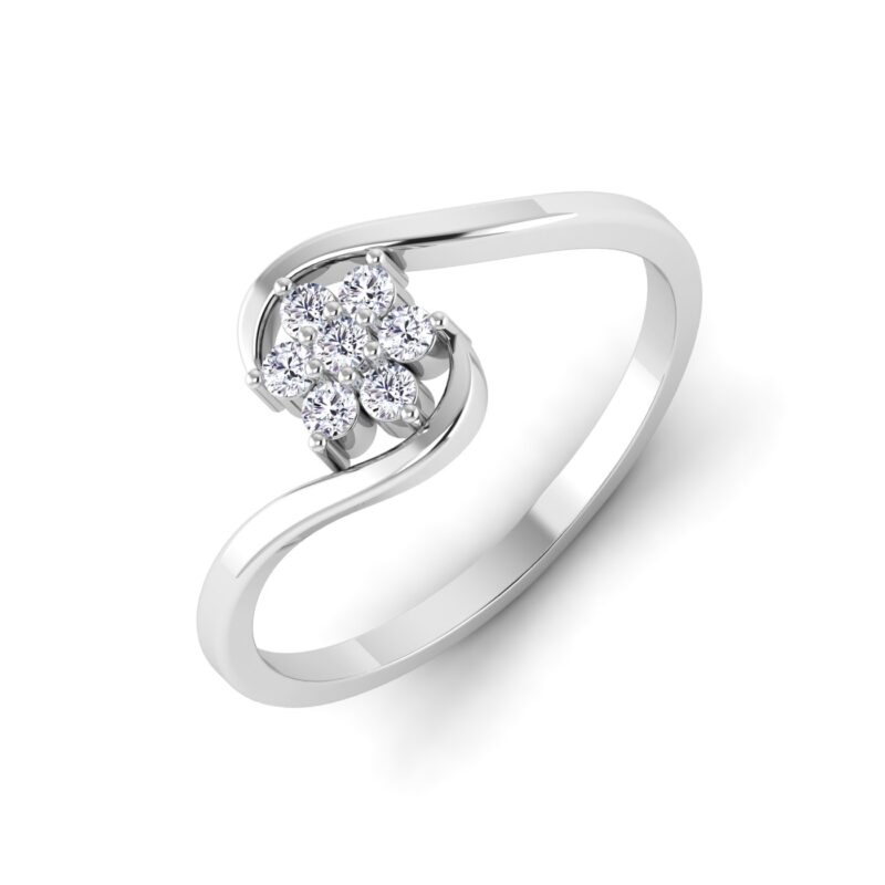 Timeless Bloom: Curvy Floral Diamond Ring