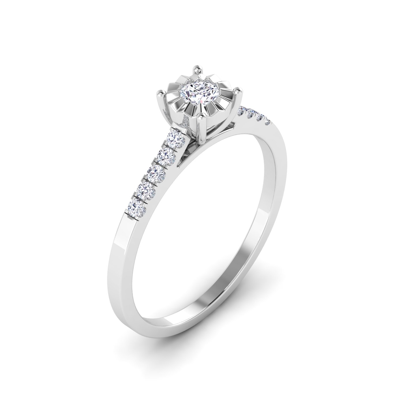 Modern Grace: Solitaire Diamond with Split Shank Ring