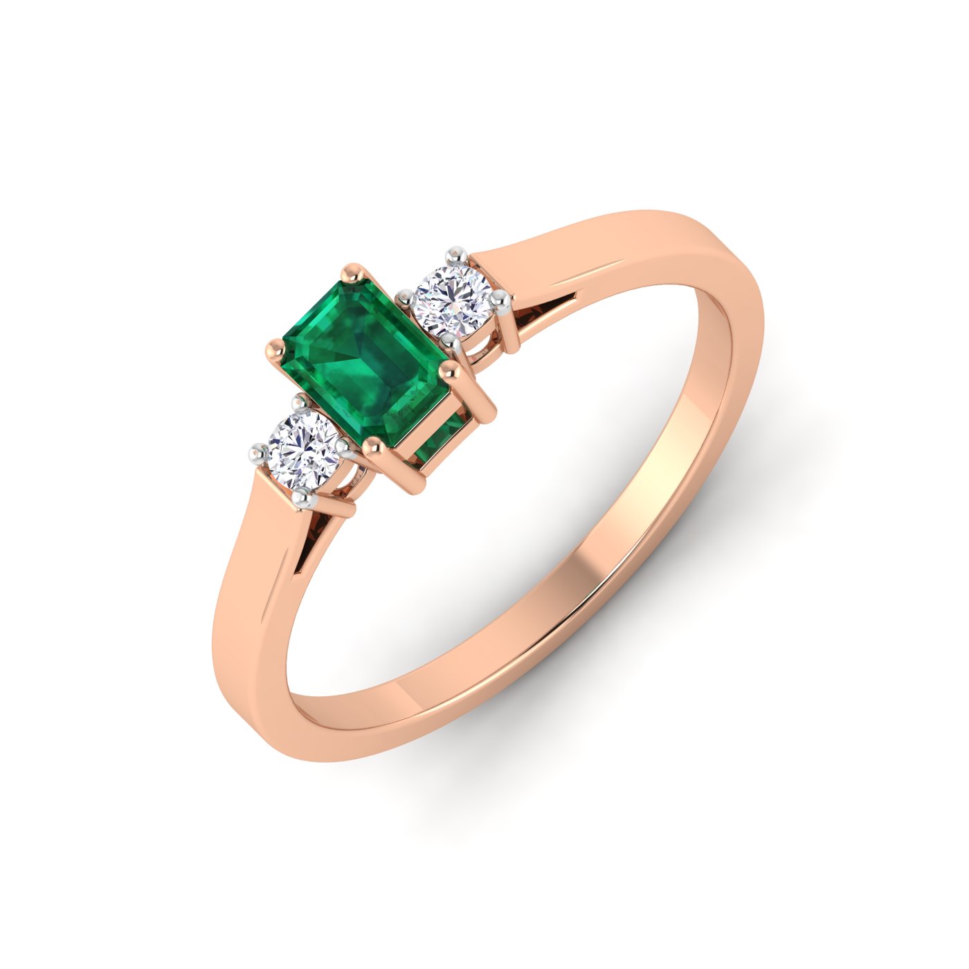 Timeless Trio: Square Emerald and Diamond Ring - Image 3