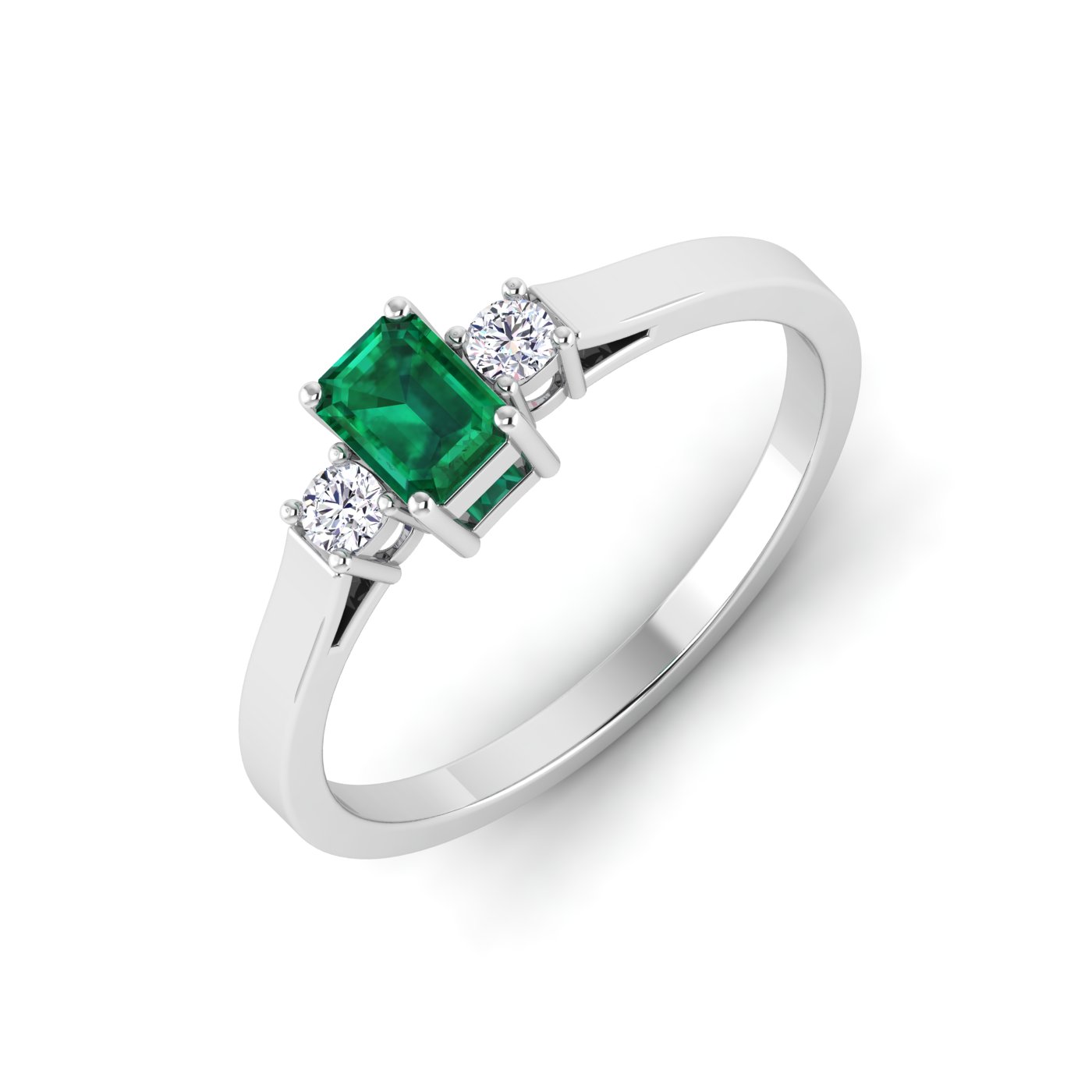 Timeless Trio: Square Emerald and Diamond Ring - Image 4