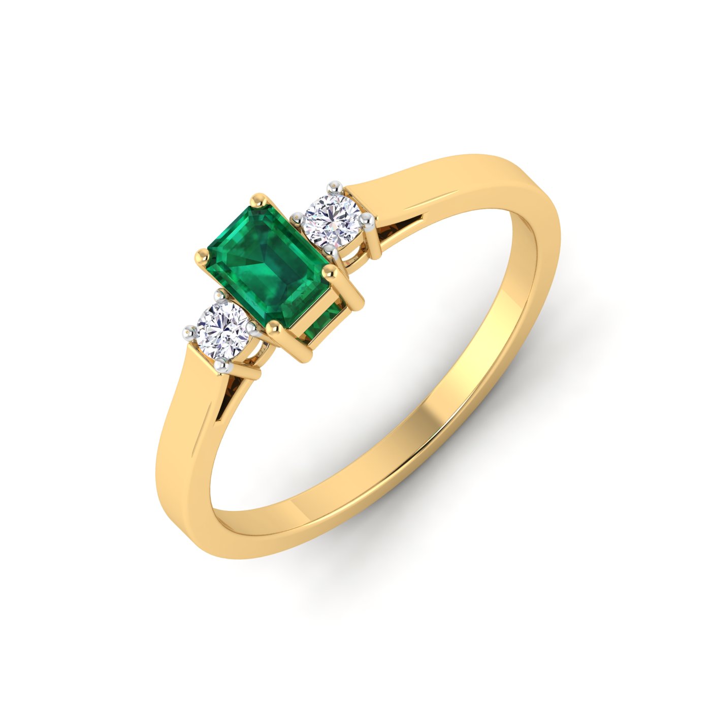 Timeless Trio: Square Emerald and Diamond Ring - Image 2