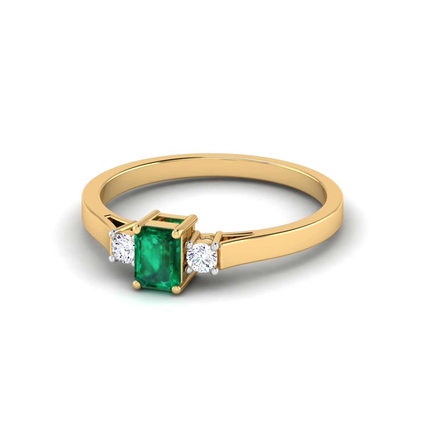 Timeless Trio: Square Emerald and Diamond Ring - Image 6
