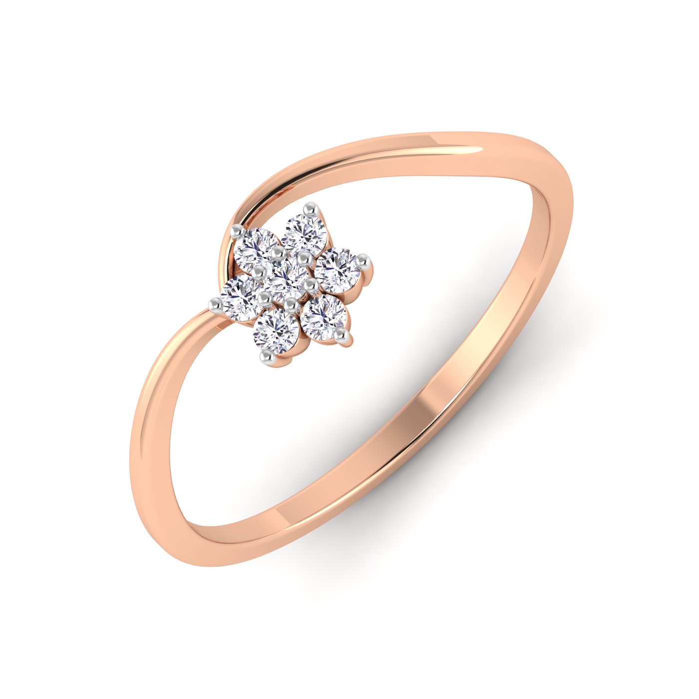 Celestial Bloom: Sparkling Flower Diamond Ring - Image 3