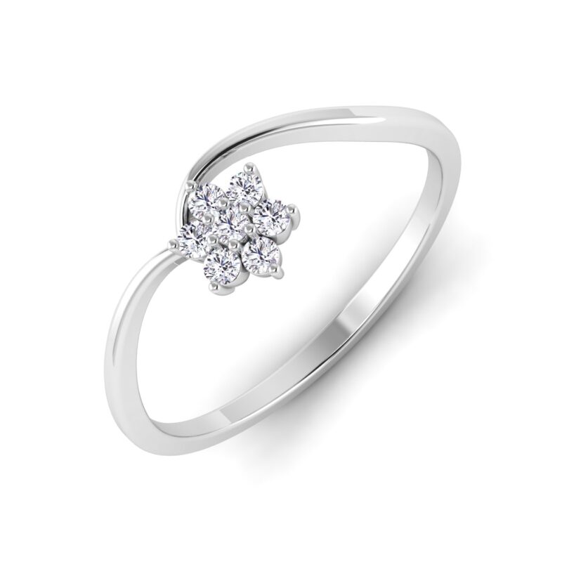 Celestial Bloom: Sparkling Flower Diamond Ring
