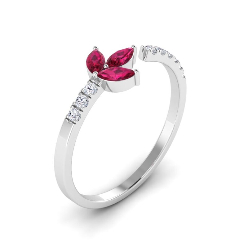 Tulip Blossom: Marquise Cut Ruby and Diamond Ring