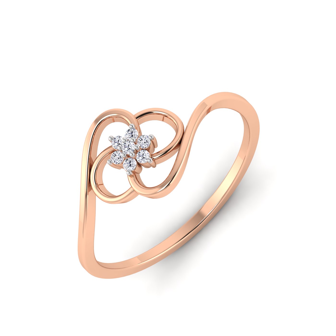 Floral Radiance: Round Cut Diamond Flower Ring - Image 3