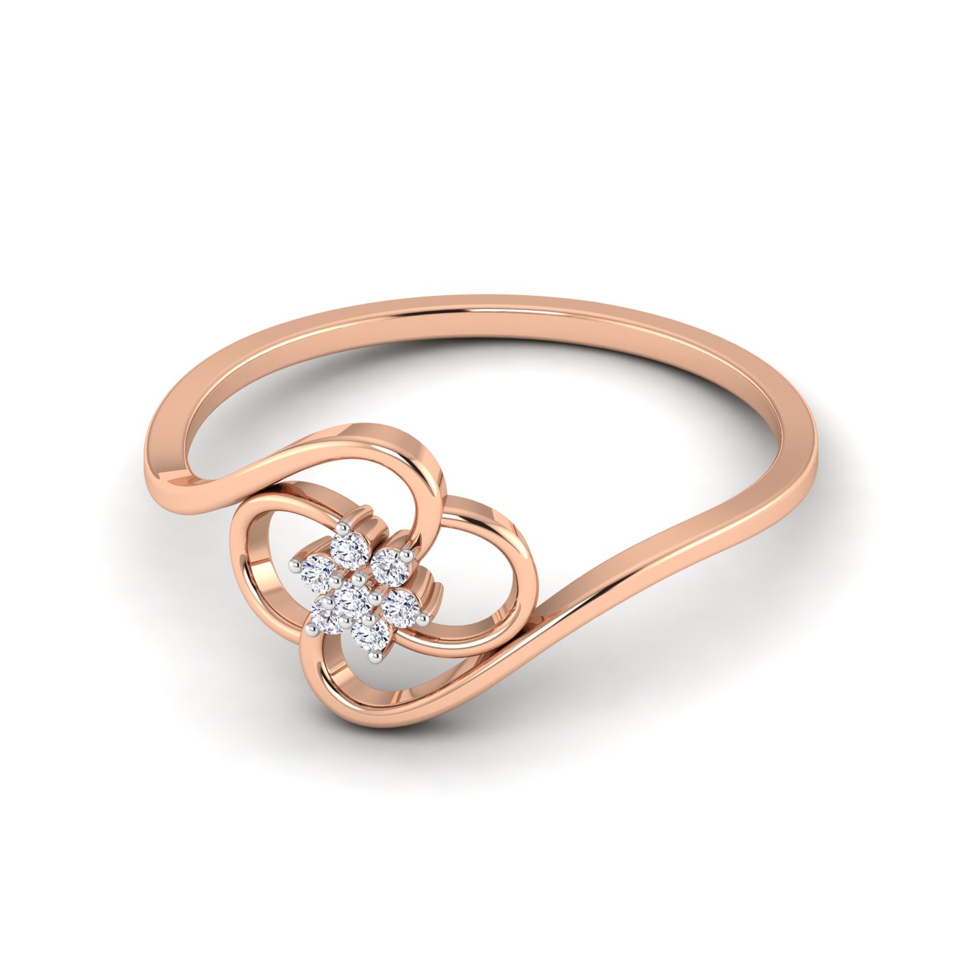 Floral Radiance: Round Cut Diamond Flower Ring - Image 5