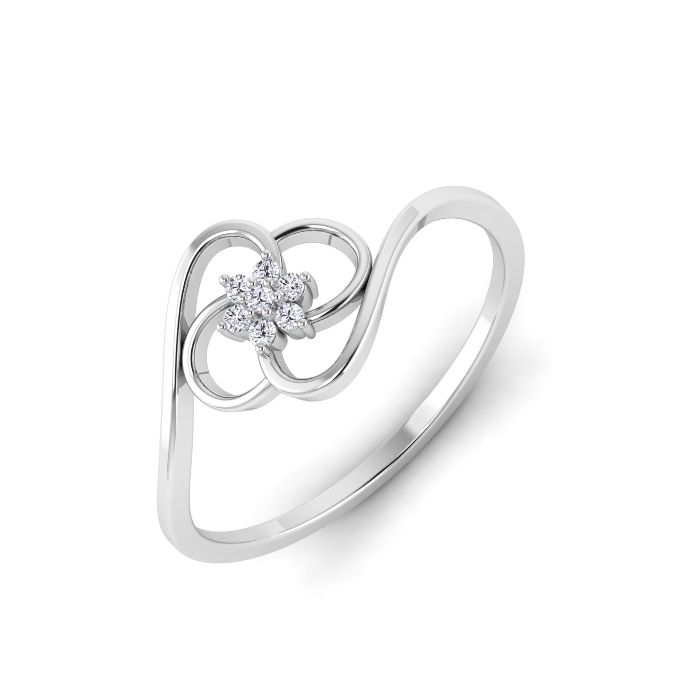 Floral Radiance: Round Cut Diamond Flower Ring