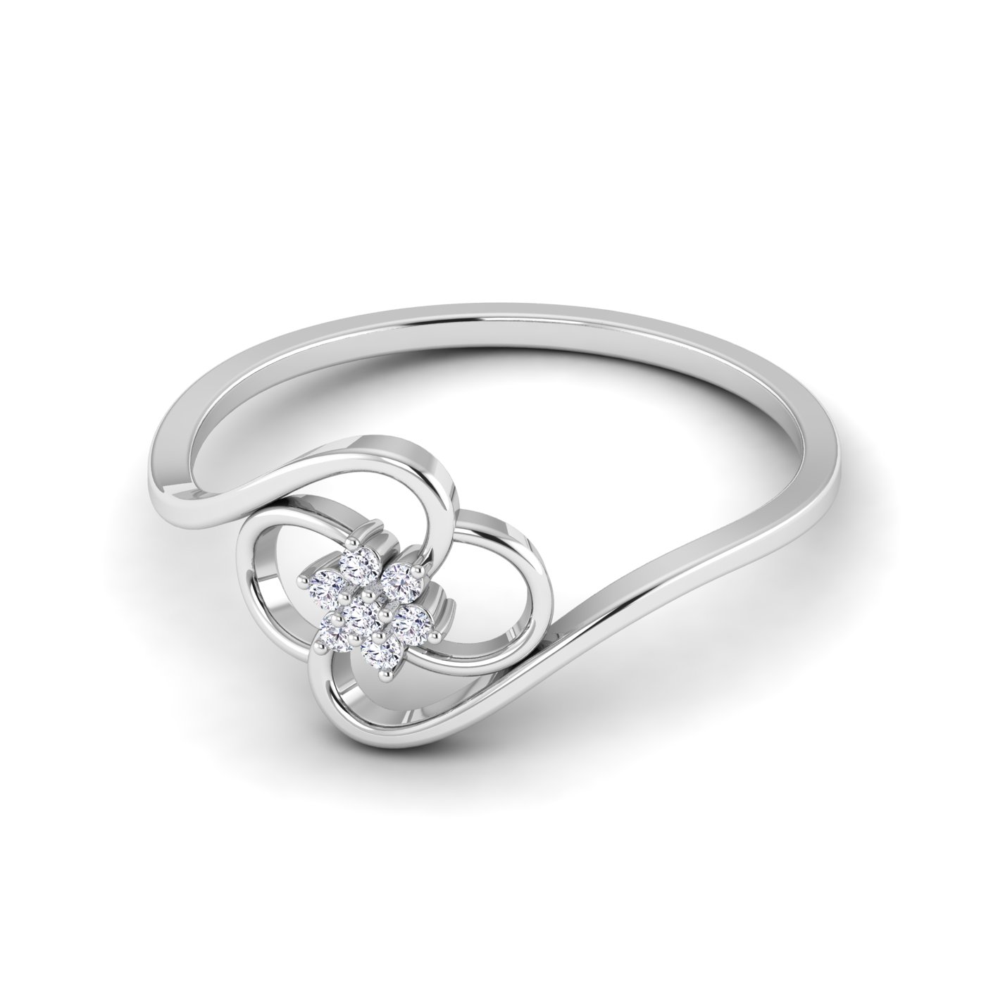 Floral Radiance: Round Cut Diamond Flower Ring - Image 4