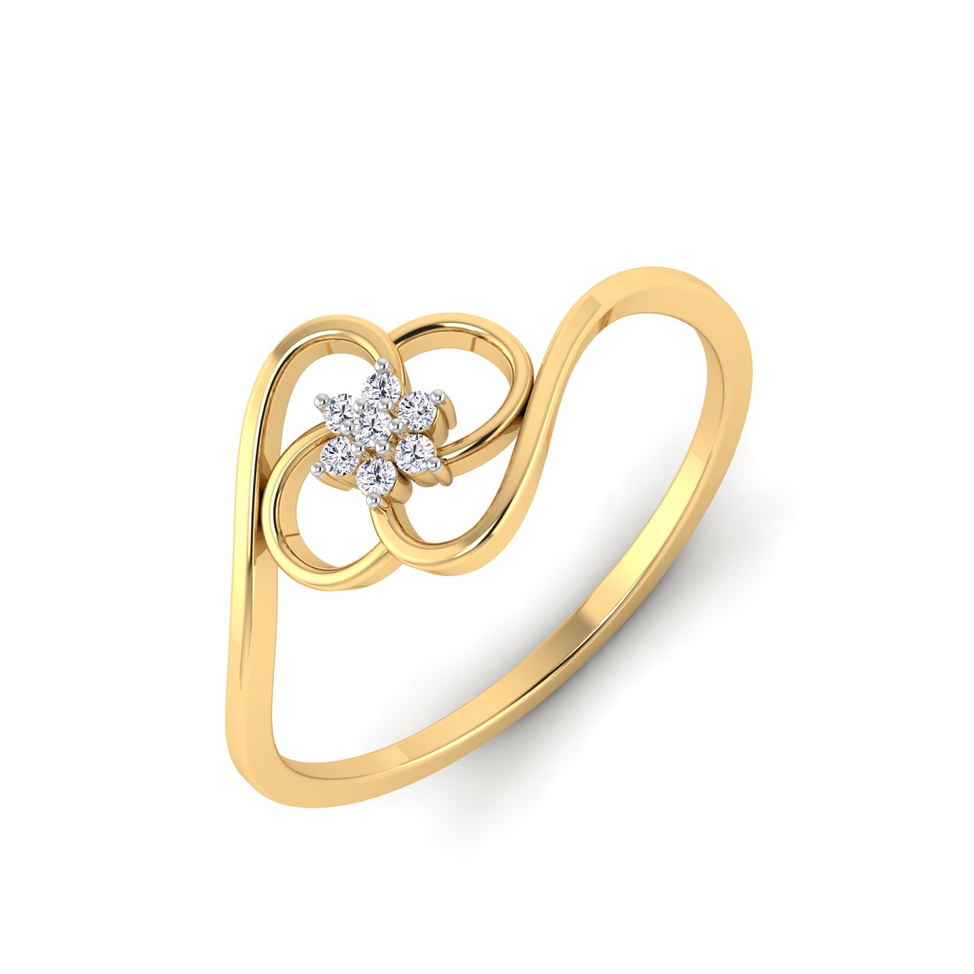 Floral Radiance: Round Cut Diamond Flower Ring - Image 2