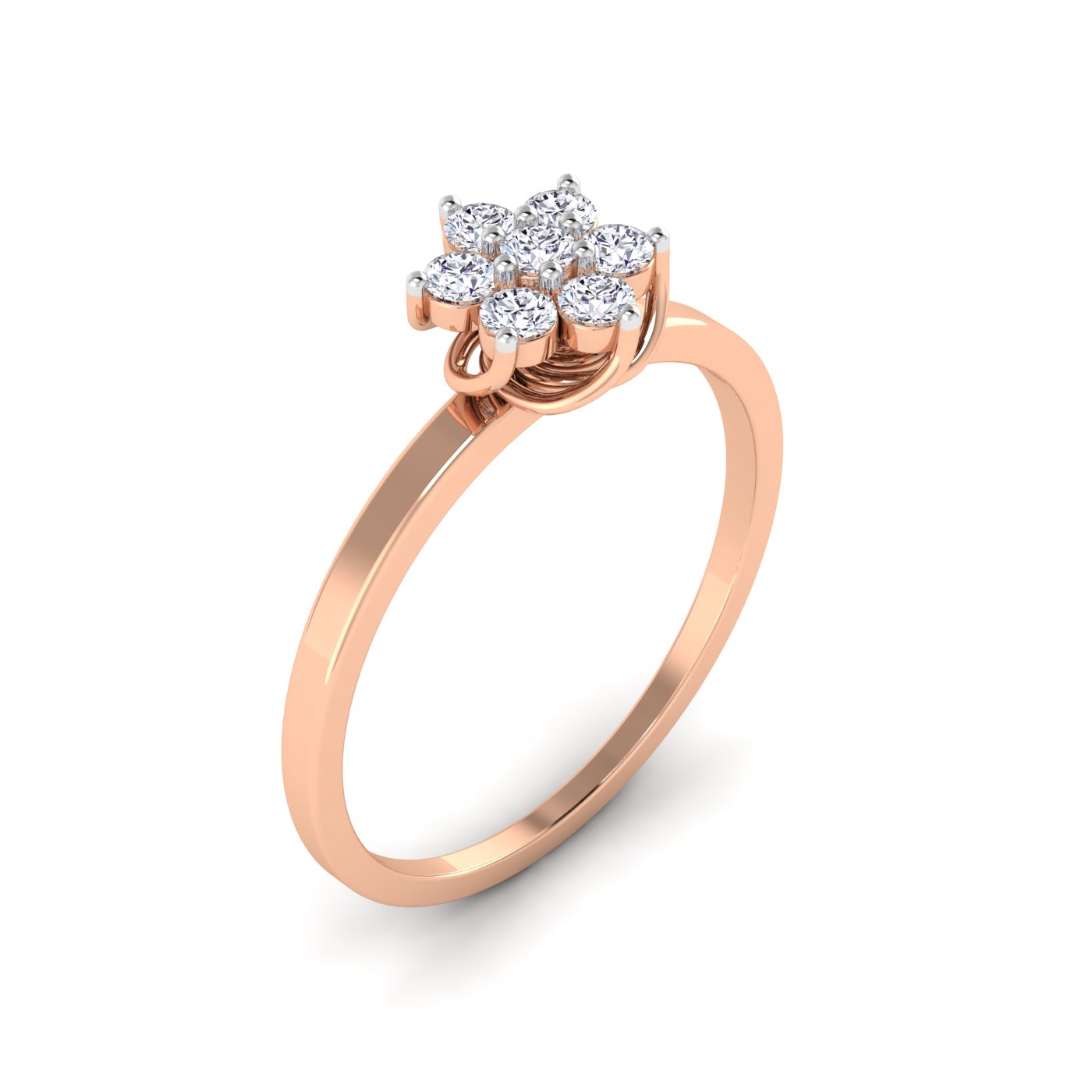 Timeless Bloom: Round Cut Flower Diamond Ring - Image 3