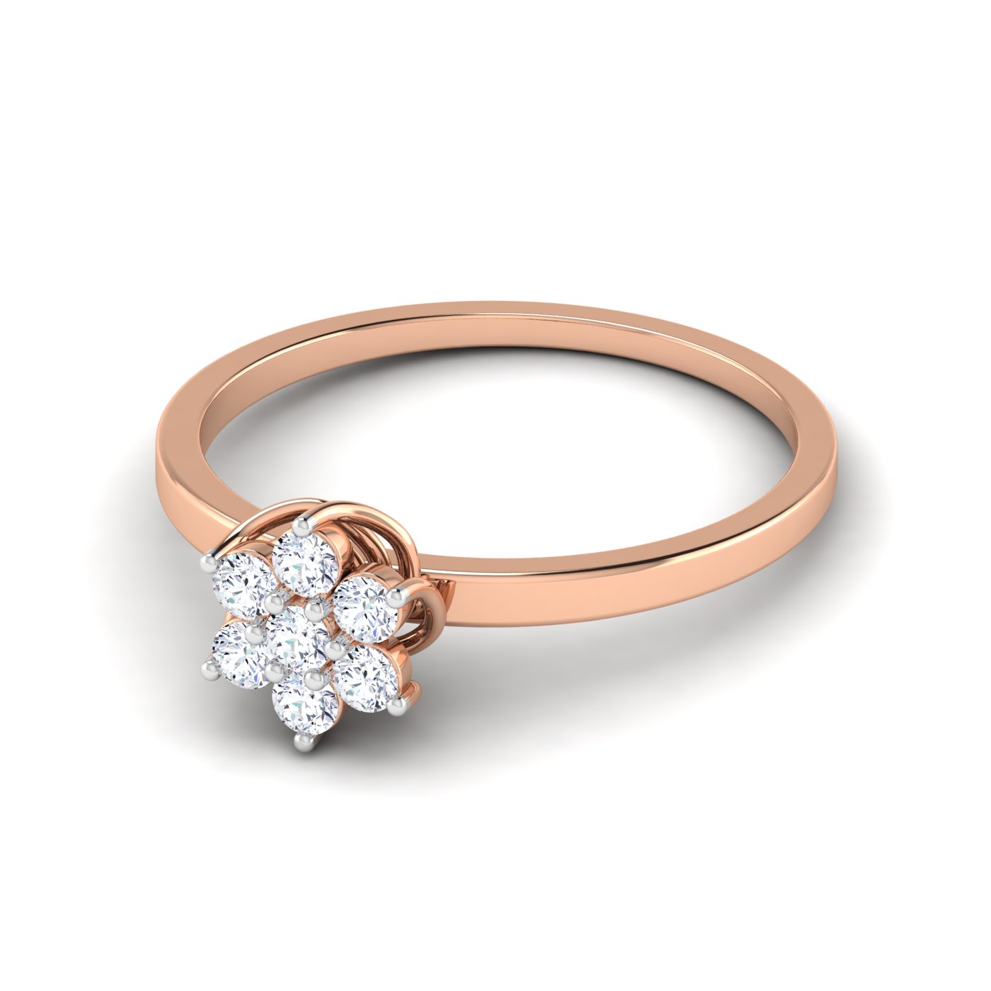 Timeless Bloom: Round Cut Flower Diamond Ring - Image 5