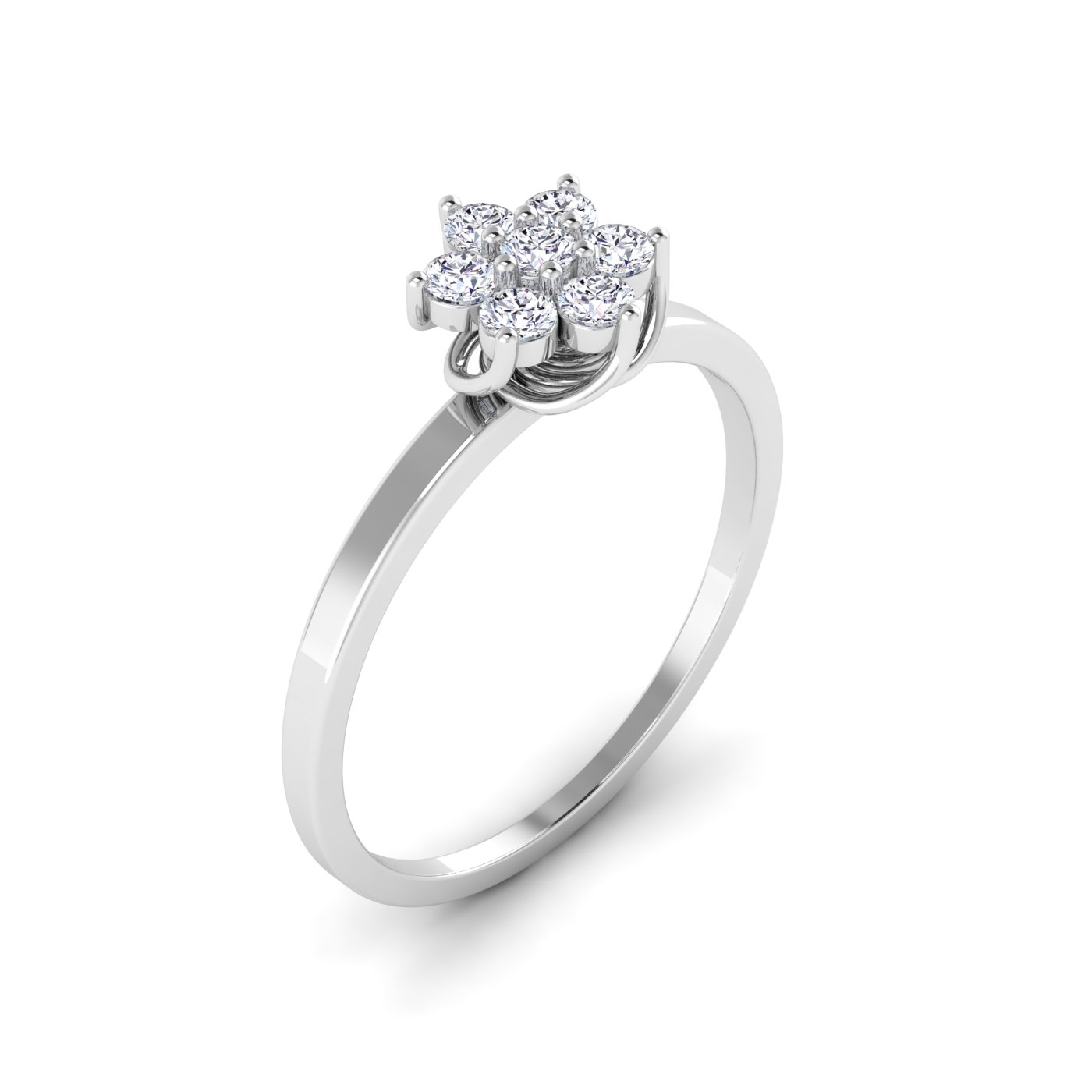 Timeless Bloom: Round Cut Flower Diamond Ring
