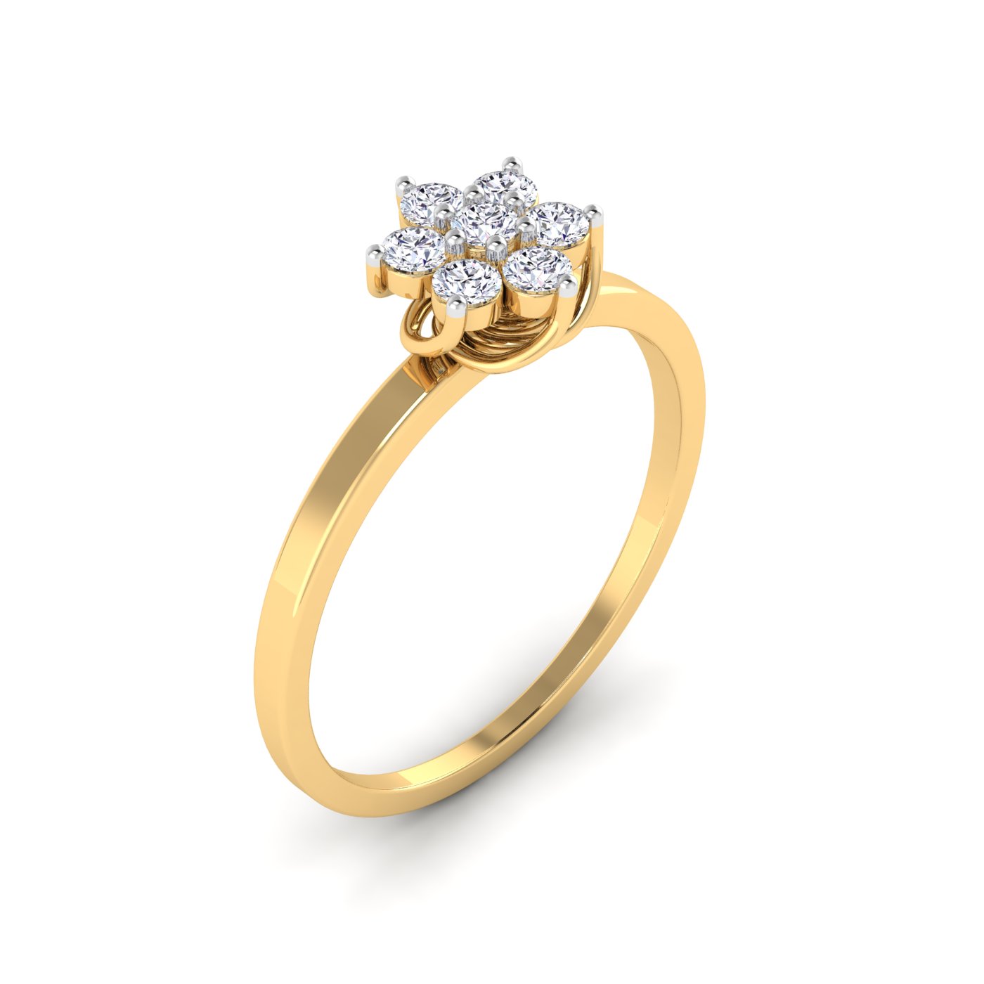 Timeless Bloom: Round Cut Flower Diamond Ring - Image 6