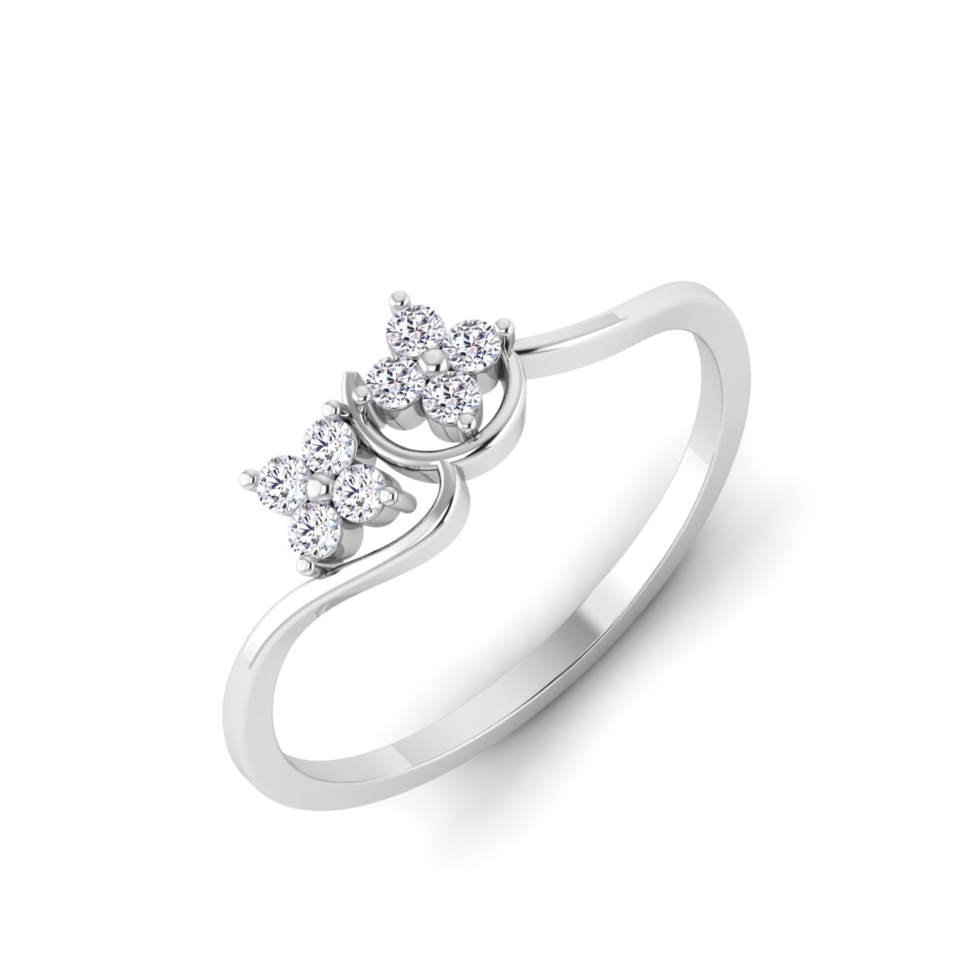 Floral Twins: Radiant Diamond Ring