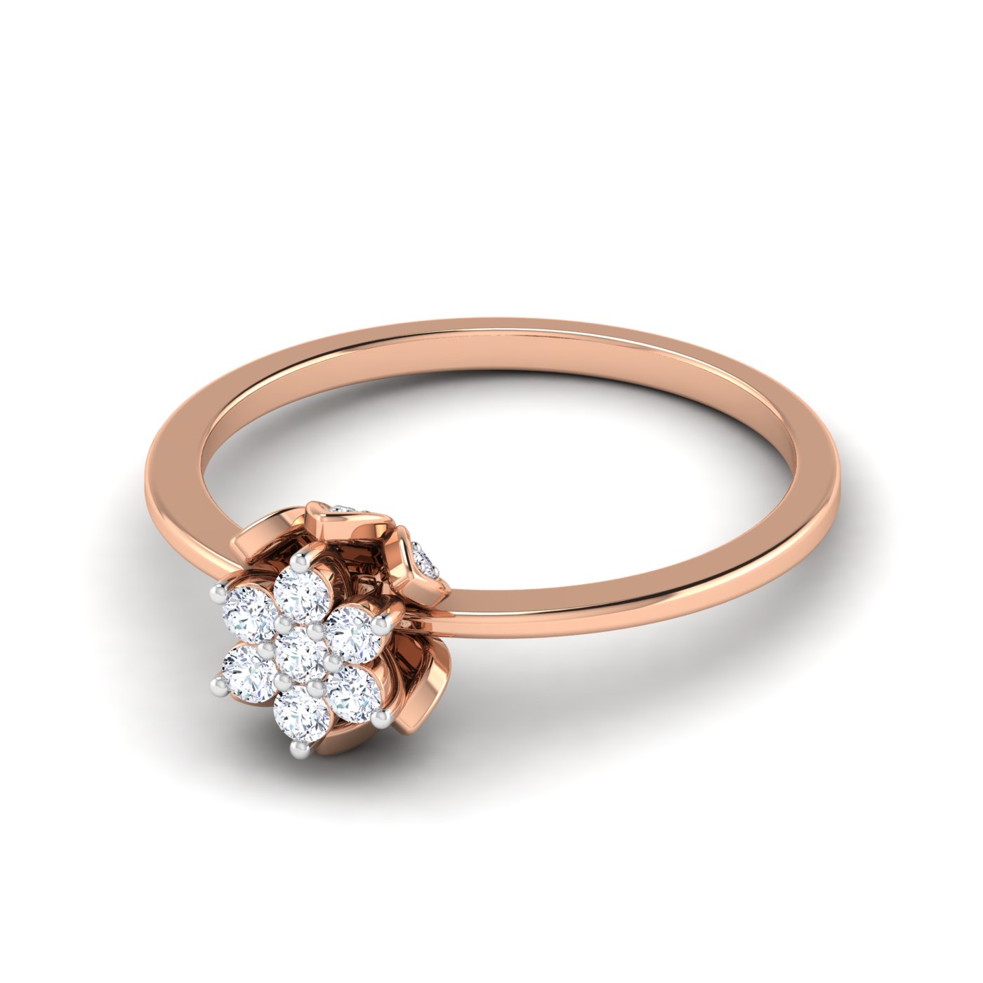 Shining Blooms: Flower Diamond Cluster Ring - Image 5