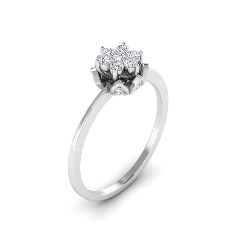 Shining Blooms: Flower Diamond Cluster Ring