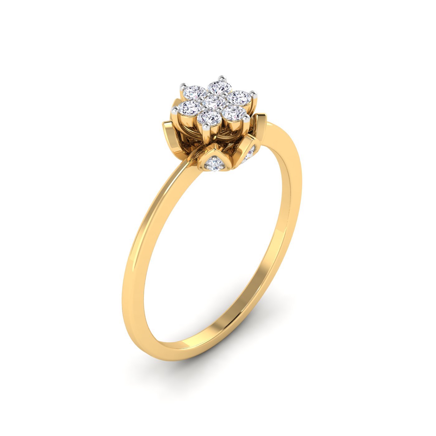 Shining Blooms: Flower Diamond Cluster Ring - Image 6