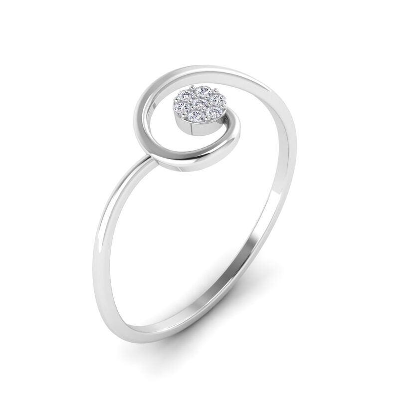 Dazzling Twirl: Cluster Diamond Spiral Ring