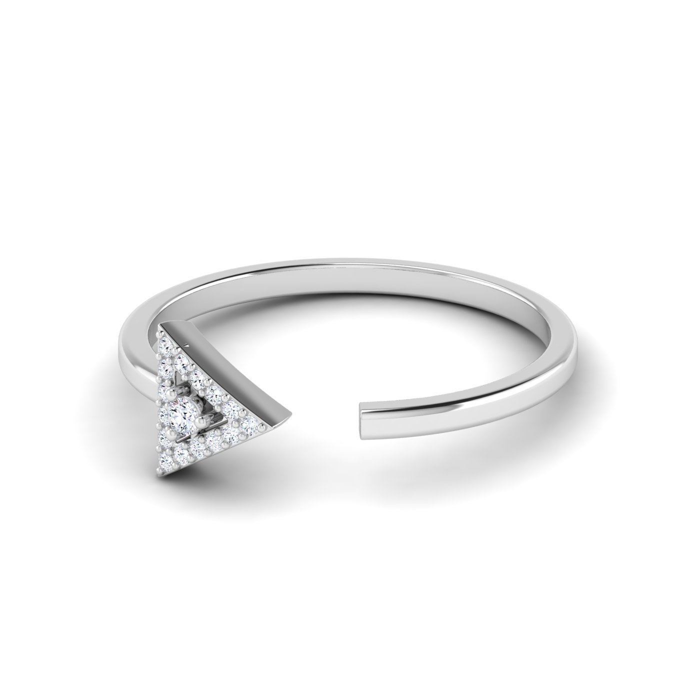 Modern Brilliance: Single Diamond with Triangle Accents - Image 4
