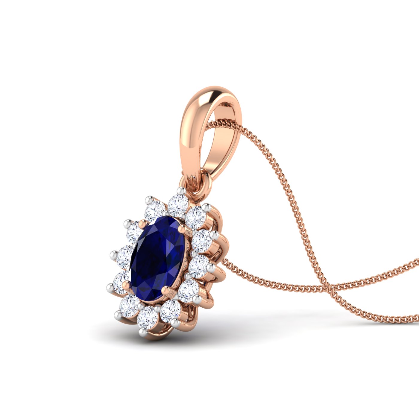 Blue sapphire diamond pendant - Image 5