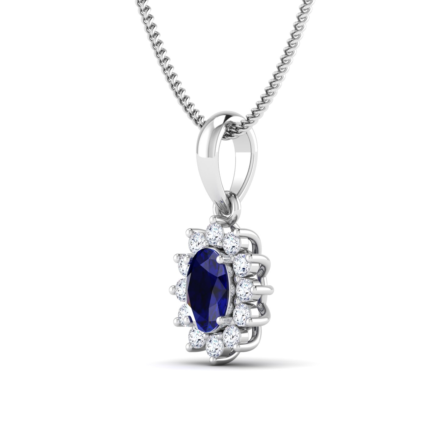 Blue sapphire diamond pendant