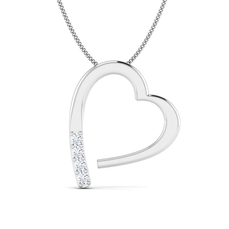 Open heart shaped diamond pendant