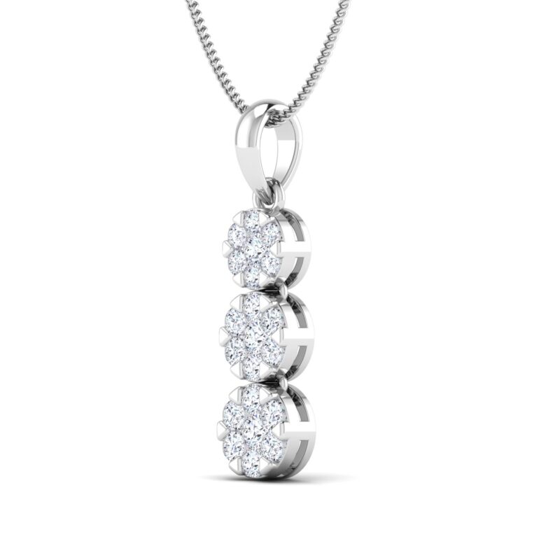 three line cluster diamond pendant