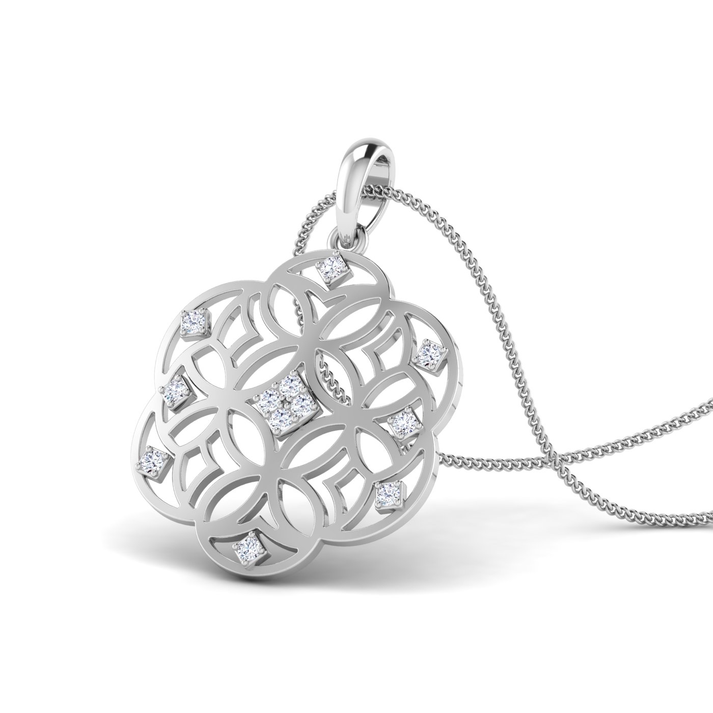 Casual Wear Crystal White Gold Flower Shape pendant - Image 4