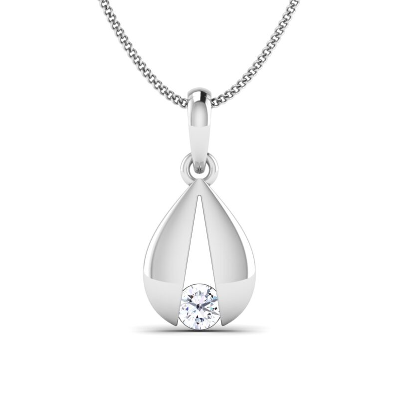Drop shape pendant with centre round diamond