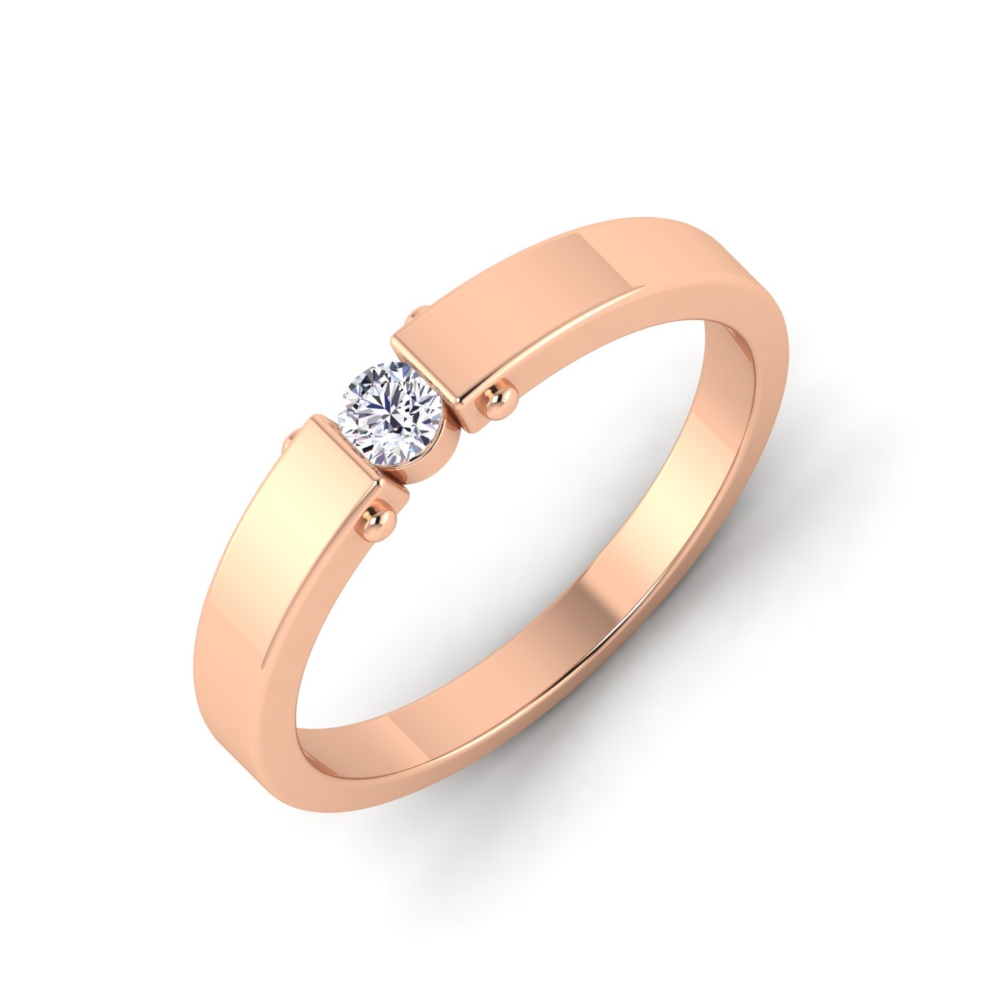 Simplicity in Love: Single Diamond Wedding Band - Image 3