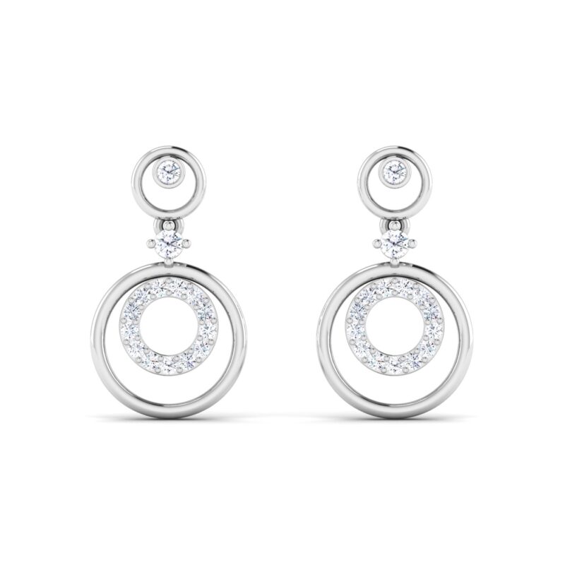 Dazzling Duo: Long Twin Circular Diamond Earrings