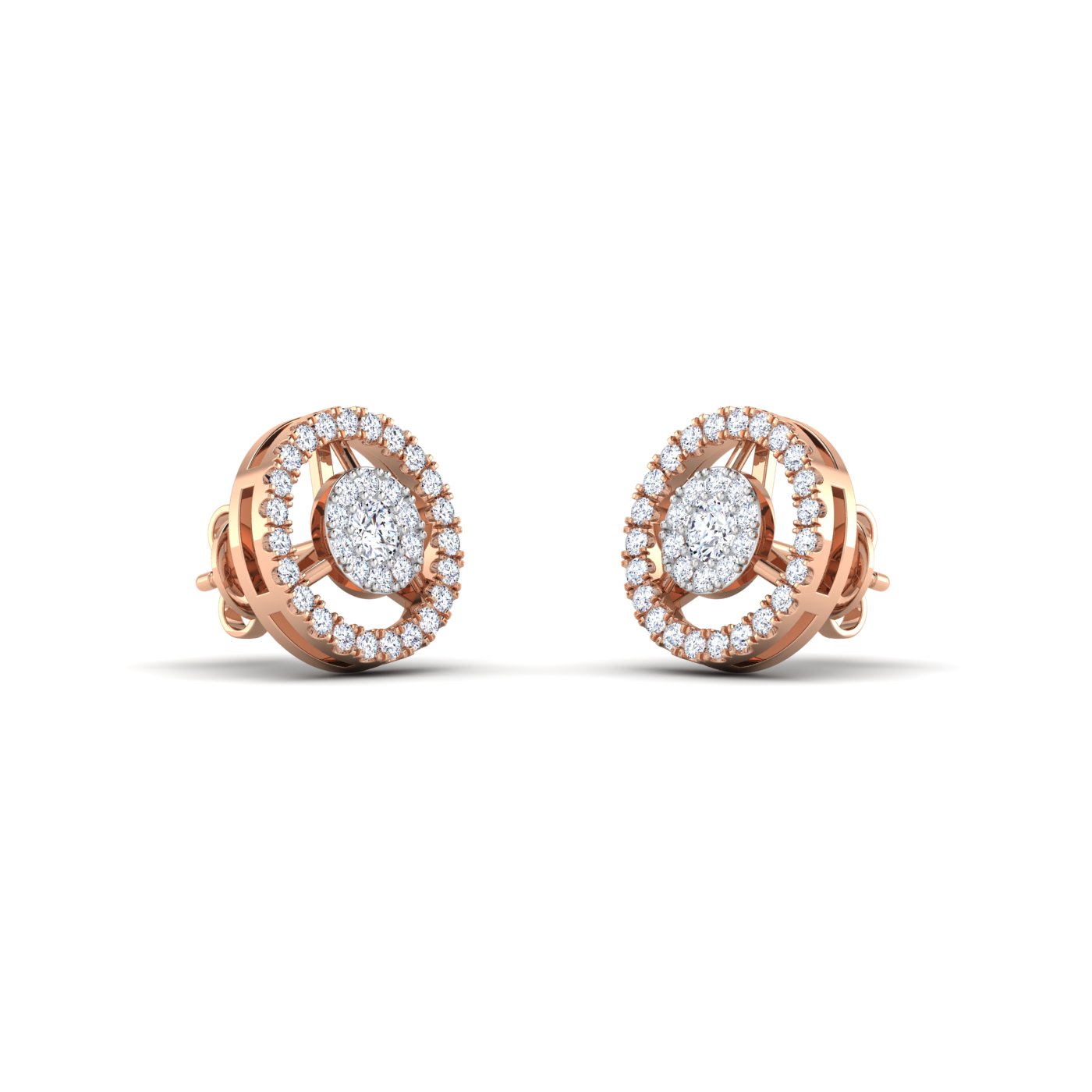Pave Perfection: Halo 3 Prong Diamond Earrings - Image 3