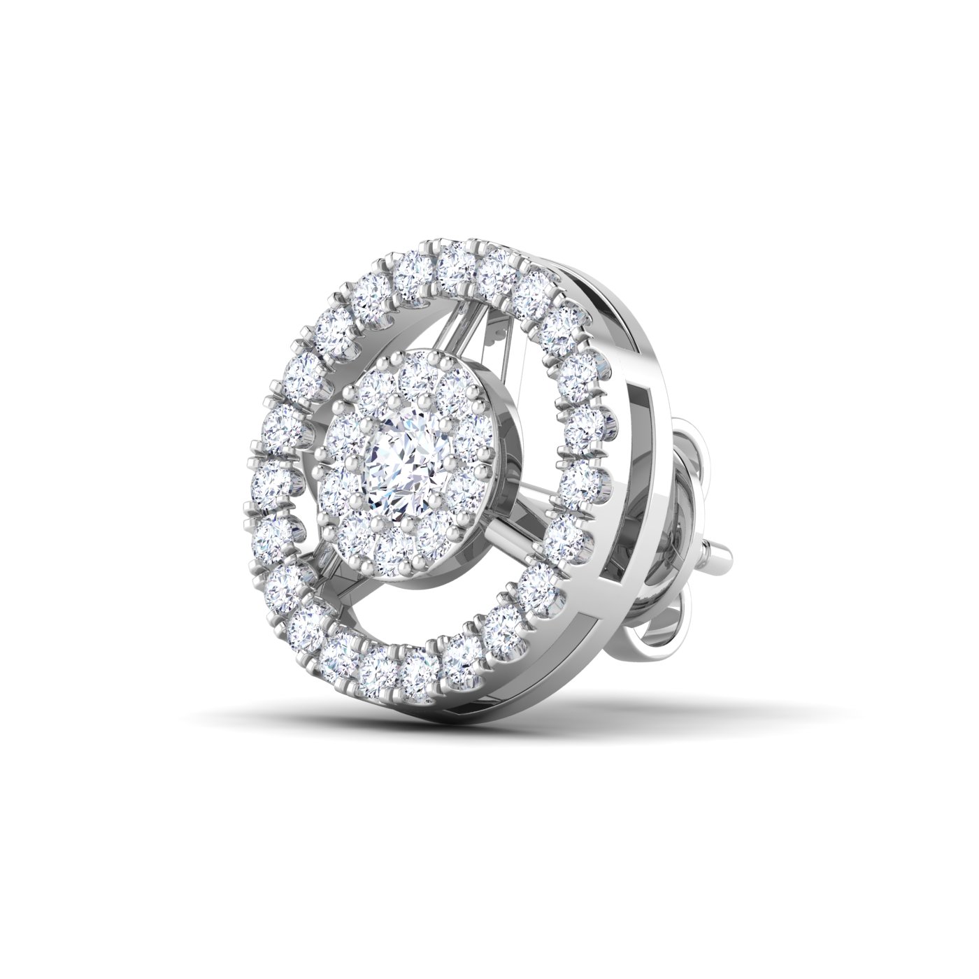 Pave Perfection: Halo 3 Prong Diamond Earrings - Image 4