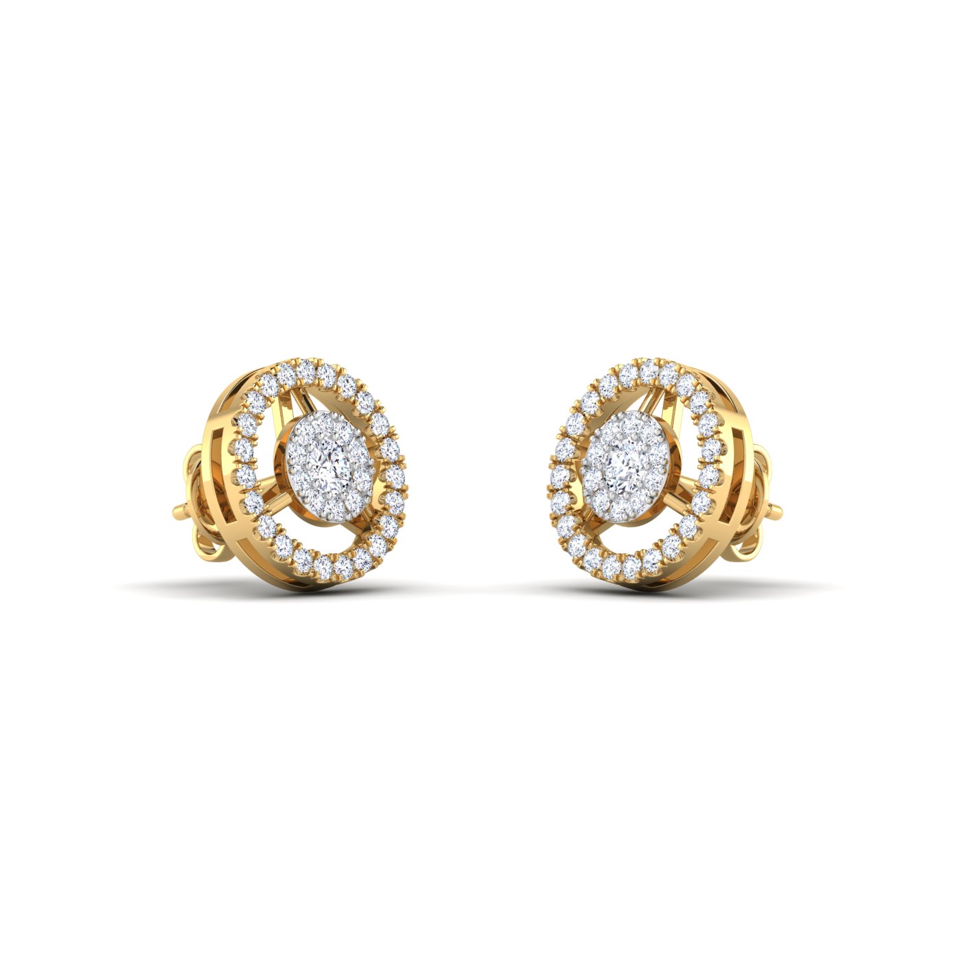 Pave Perfection: Halo 3 Prong Diamond Earrings - Image 2