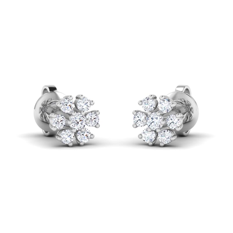 Dazzling Bloom: Round Cut Diamond Floral Earrings